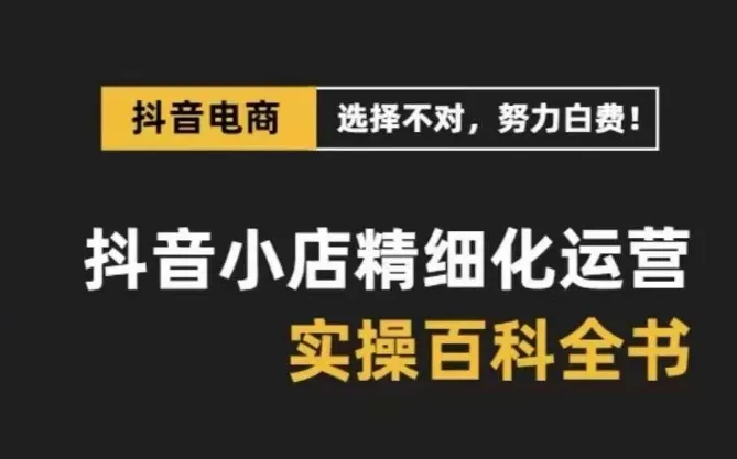 抖音小店精细化运营-百科全书，保姆级运营实战讲解（28节课）3538期-AIGC资源中心