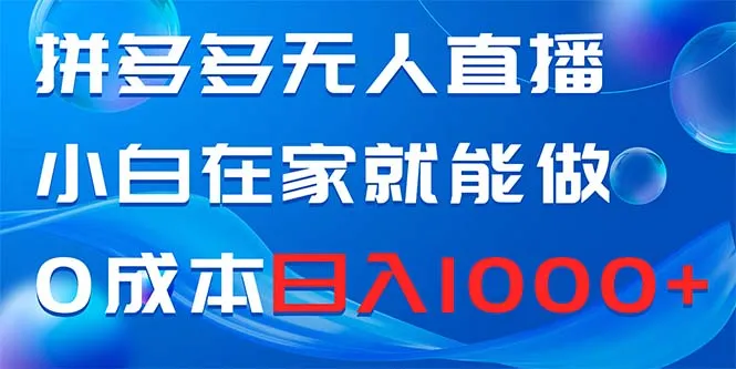 拼多多无人直播，小白在家就能做，0成本是每天1000+3595期-AIGC资源中心