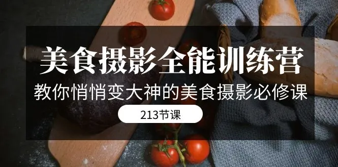 美食摄影-全能特训营，教你悄悄成为大神的美食摄影必修课-8套课程-213节2729期-AIGC资源中心