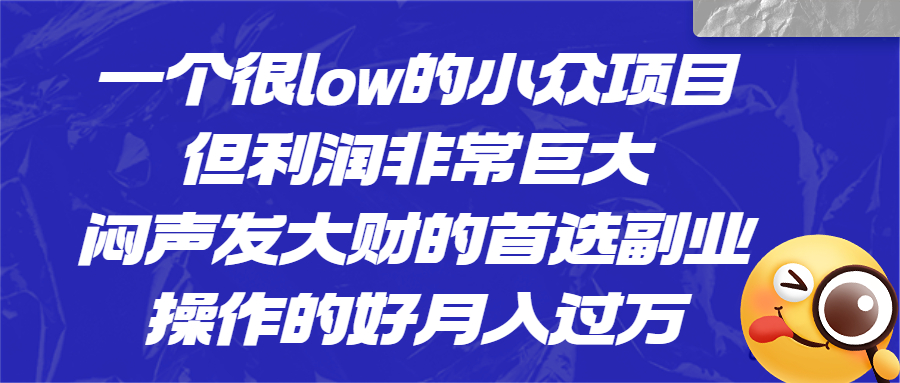 一个很low的小众项目，但是利润非常巨大，闷声发大财的首选副业，月入过万。2022期-AIGC资源中心