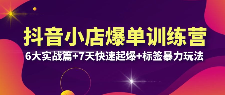 抖音小店爆单训练营VIP线下课:6大实战篇+7天快速起爆+标签暴力玩法(32节)1775期-AIGC资源中心