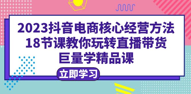 2023抖音电商核心经营方法:18节课教你玩转直播带货，巨量学精品课。1737期-AIGC资源中心