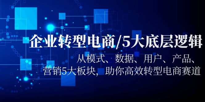 企业转型电商5大底层逻辑，从模型数据用户产品营销五大板块，高效转型。1355期-AIGC资源中心