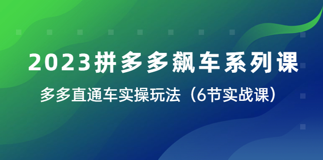 2023拼多多飙车系列课，多多直通车实战玩法（6节实战课）1449期-AIGC资源中心