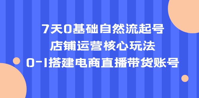 7天0基础自然流起号，店铺运营的核心玩法，0-1打造电商直播带货账号。808期-AIGC资源中心