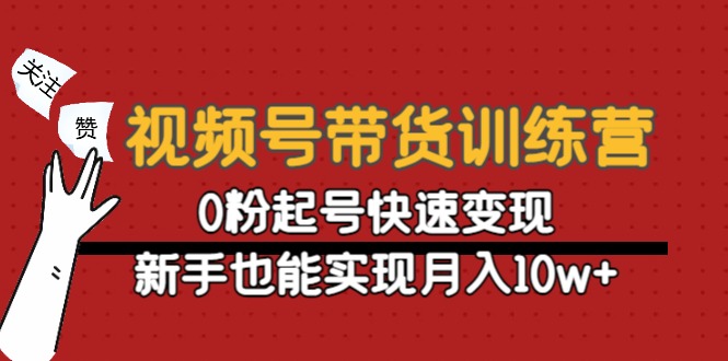 视频号带货训练营:0粉可快速变现，新手可实现月收入10w+39期-AIGC资源中心