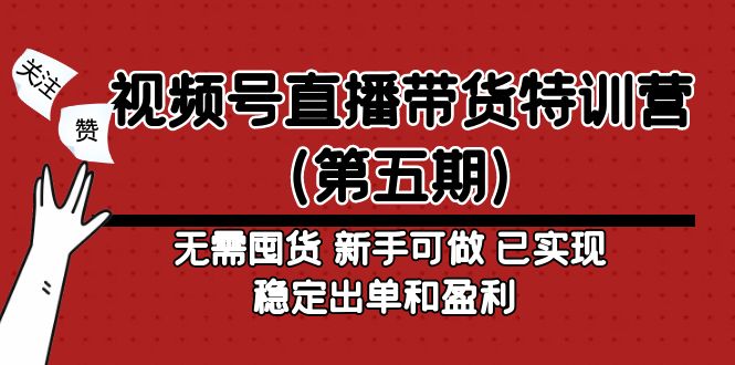 视频号直播带货特训营第五期，新手也能做，不用囤货，已经实现了稳定的出单和盈利。484期-AIGC资源中心