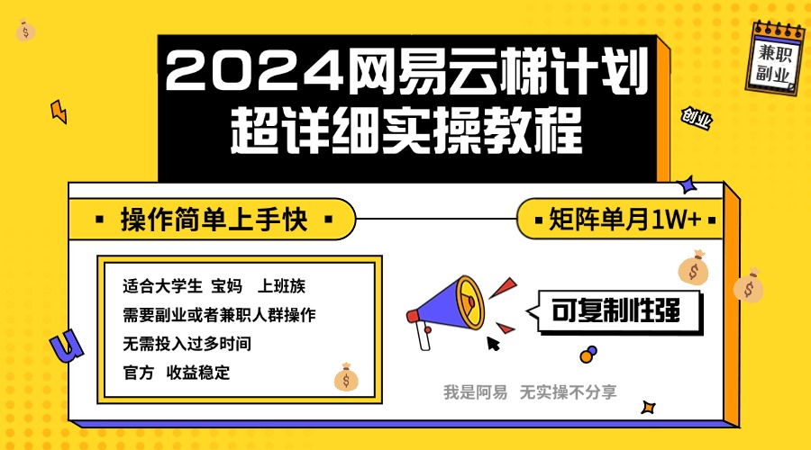 2024网易云梯计划实操教程小白轻松上手矩阵单月1w+-AIGC资源中心