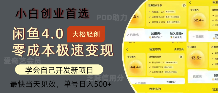 闲鱼0成本极速变现项目,多种变现方式单号日入500+最新玩法-AIGC资源中心