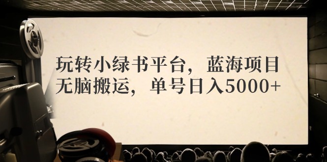 玩转小绿书平台,蓝海项目,无脑搬运,单号日入5000+-AIGC资源中心