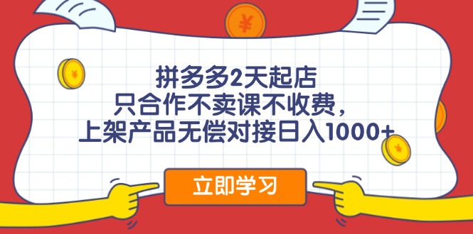 拼多多0成本开店,只合作不卖课不收费,0成本尝试,日赚千元+-AIGC资源中心