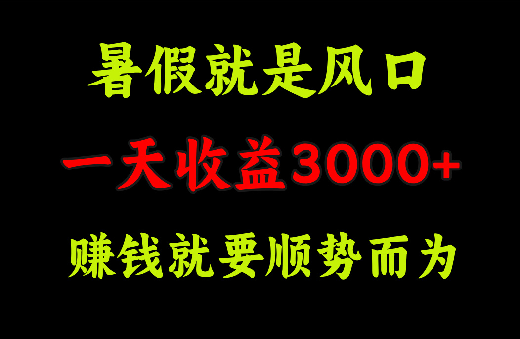 一天收益3000+赚钱就是顺势而为,暑假就是风口-AIGC资源中心