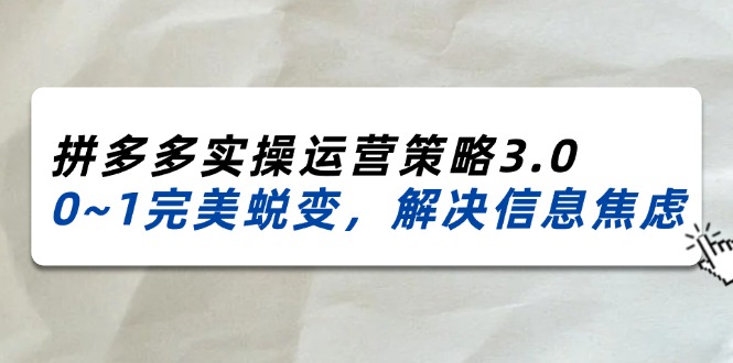 2024_2025拼多多实操运营策略3.0,0~1完美蜕变,解决信息焦虑（38节）-AIGC资源中心