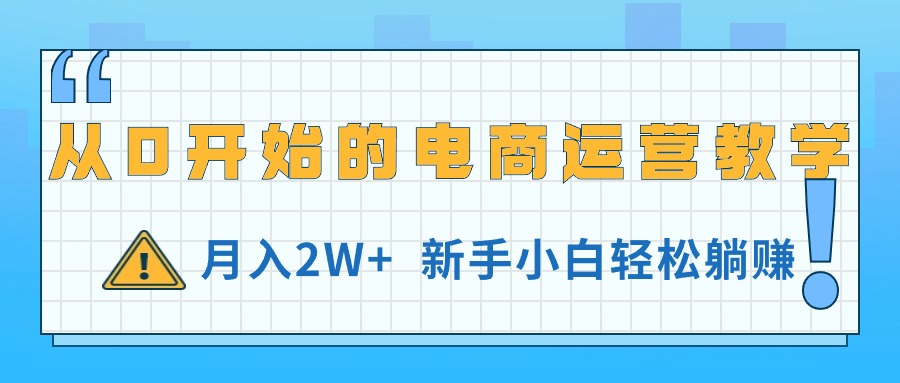 从0开始的电商运营教学,月入2W+,新手小白轻松躺赚-AIGC资源中心