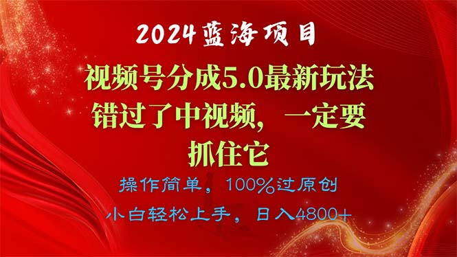 2024蓝海项目,视频号分成计划5.0最新玩法,错过了中视频,一定要抓住-AIGC资源中心