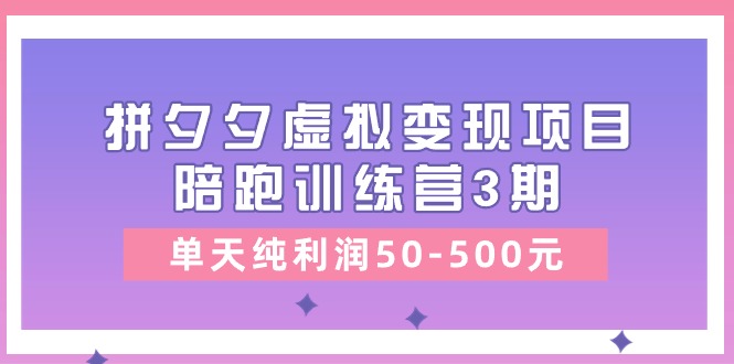 某收费培训《拼夕夕虚拟变现项目陪跑训练营3期》单天纯利润50-500元-AIGC资源中心