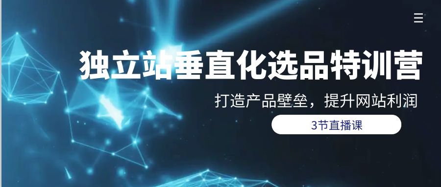独立站-垂直化选品训练营,打造产品壁垒,提升网站利润（3节直播课）-AIGC资源中心