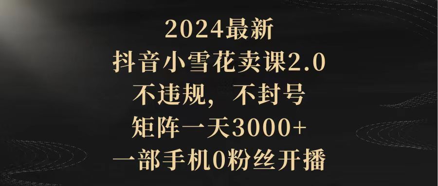 2024最新抖音小雪花卖课2.0不违规不封号矩阵一天3000+一部手机0粉丝开播-AIGC资源中心