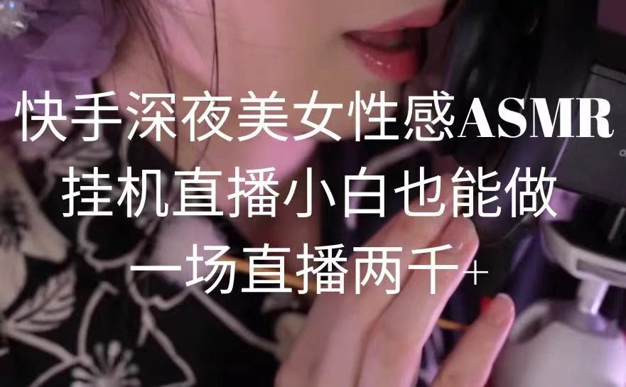 快手深夜美女性感ASMR挂机直播,小白也能做,一场直播两千+-AIGC资源中心