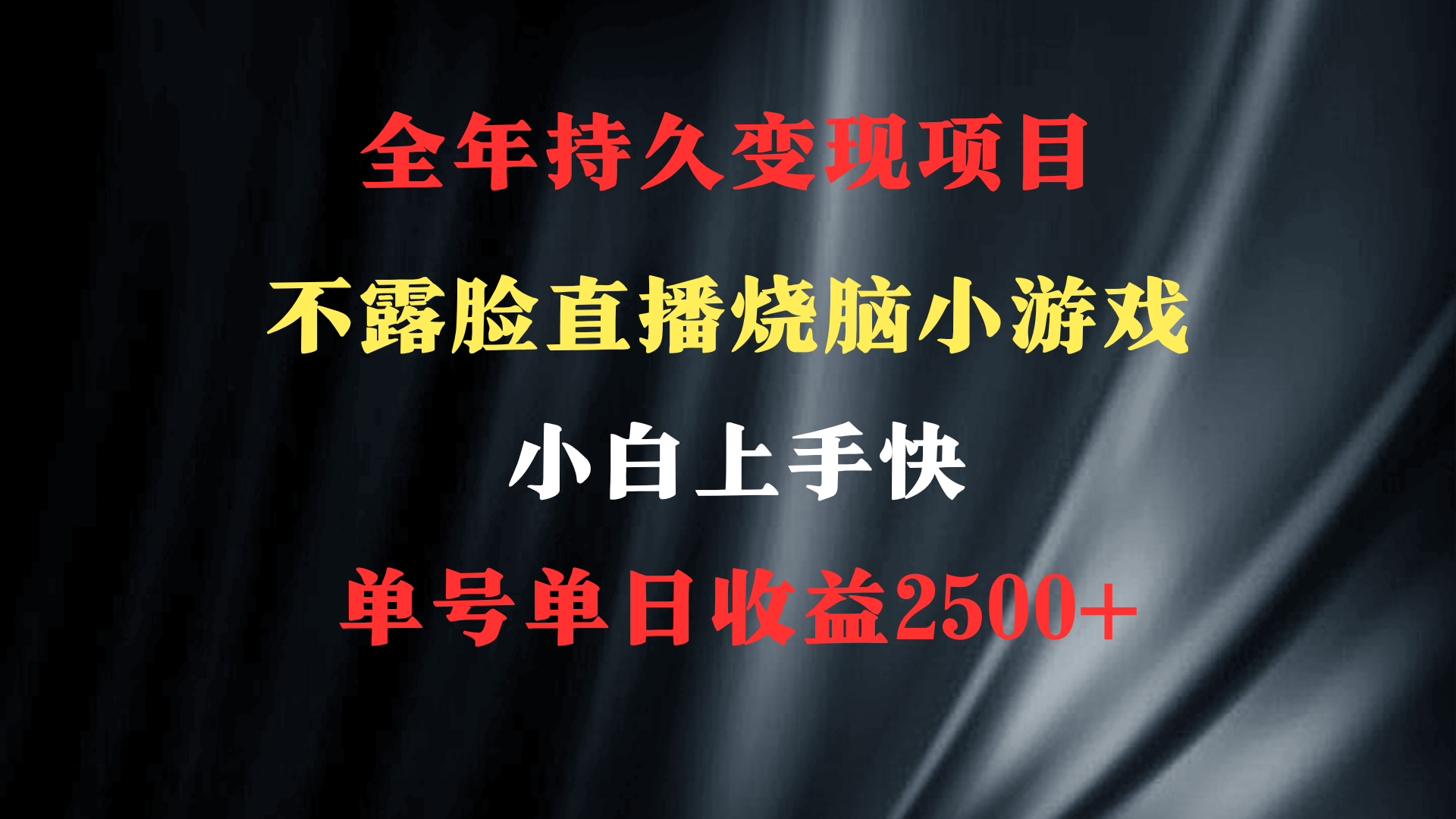 2024年最优项目,烧脑小游戏不露脸直播小白上手快无门槛一天收益2500+-AIGC资源中心