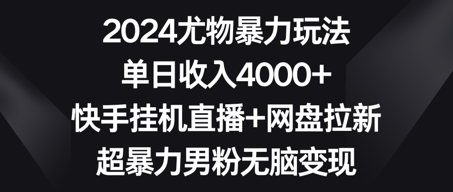 2024尤物暴力玩法单日收入4000+快手挂机直播+网盘拉新超暴力男粉无脑变现-AIGC资源中心