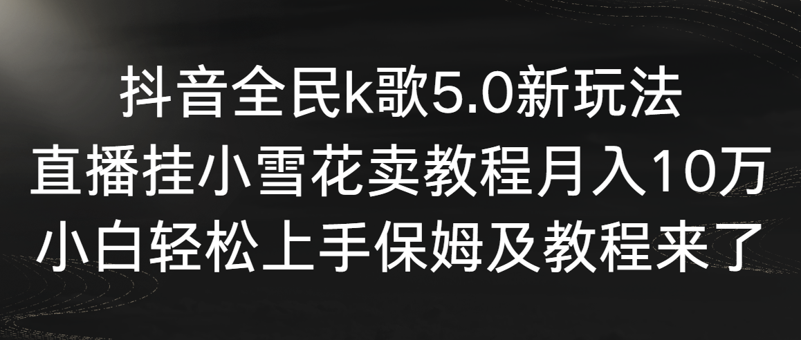 抖音全民k歌5.0新玩法,直播挂小雪花卖教程月入10万,小白轻松上手,保-AIGC资源中心