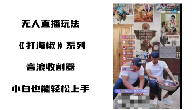 打海椒无人直播整蛊项目,小白轻松上手撸音浪收割器（教程+工具+素材）-AIGC资源中心