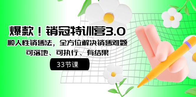 爆款!销冠特训营3.0之顺人性销售法,全方位解决销售难题、可落地、可执-AIGC资源中心
