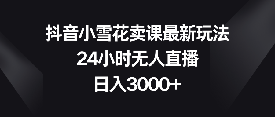 抖音小雪花卖课最新玩法,24小时无人直播,日入3000+(探索抖音小雪花卖课新模式,实现24小时无人直播的高效盈利。)-AIGC资源中心