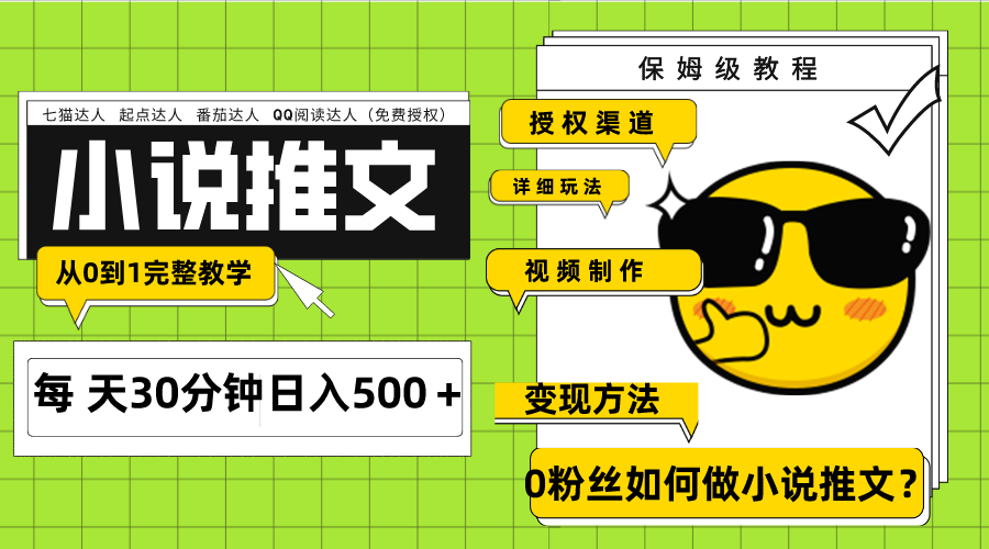 Ai小说推文每天20分钟日入500＋授权渠道引流变现从0到1完整教学（7节课）(探索AI小说推文7节课教你从零开始实现日入500＋)-AIGC资源中心
