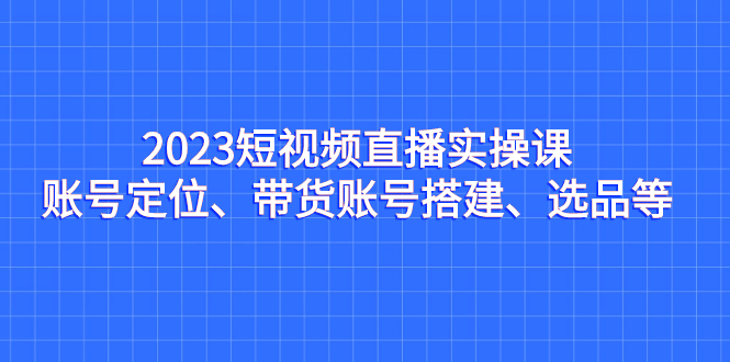 2023短视频直播实操课,账号定位、带货账号搭建、选品等(深入解析短视频直播实操技巧,助你成为直播达人)-AIGC资源中心
