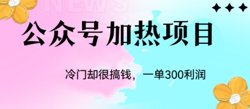 冷门公众号加热项目,一单利润300+(探索冷门公众号加热项目,轻松赚取300元单)-AIGC资源中心