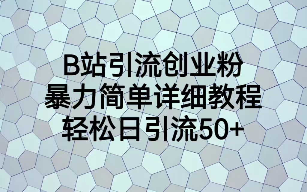 B站引流创业粉,暴力简单详细教程,轻松日引流50+(“详解B站创业粉引流从项目介绍到实操操作”)-AIGC资源中心
