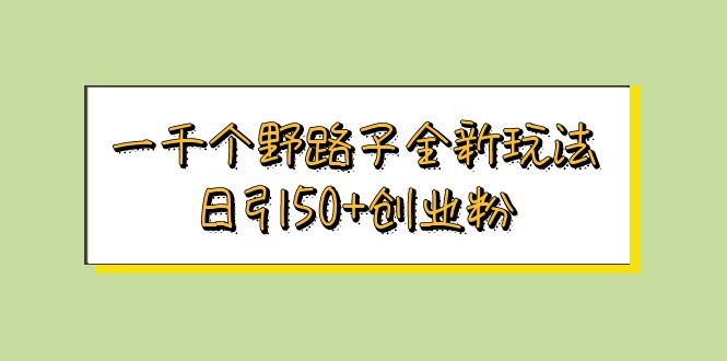 一千个野路子全新玩法日引50+创业粉(探索全新野路子信息差玩法,日引50+创业粉)-AIGC资源中心