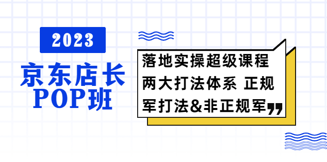 2023京东店长·POP班落地实操超级课程两大打法体系正规军&非正规军(“2023京东店长·POP班掌握核心运营策略与搜索优化技巧”)-AIGC资源中心