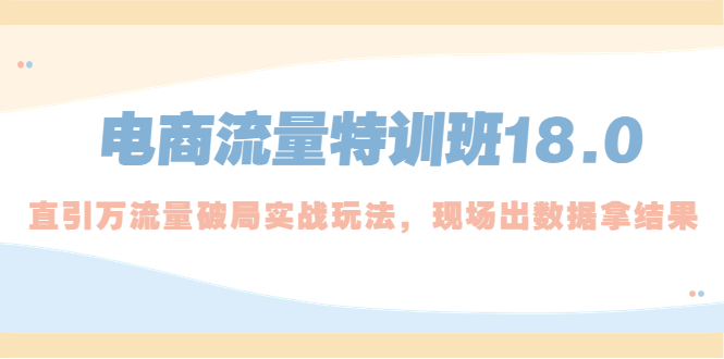 电商流量特训班18.0,直引万流量破局实操玩法,现场出数据拿结果(电商流量特训班18.0直引万流量破局实操玩法,助中小卖家解决流量困境)-AIGC资源中心