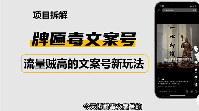2023抖音快手毒文案新玩法,牌匾文案号,起号快易变现-AIGC资源中心