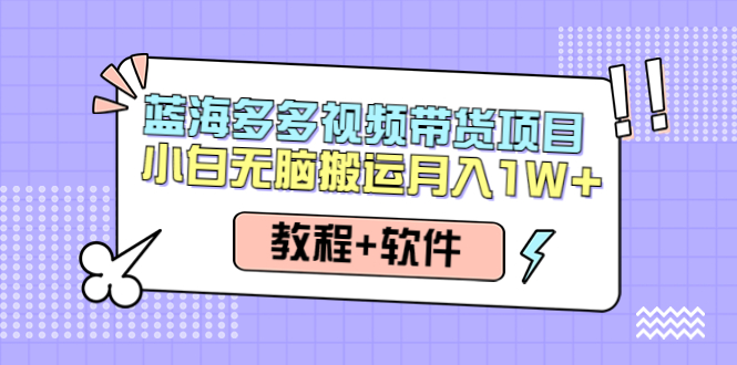 人人都能操作的蓝海多多视频带货项目小白无脑搬运月入10000+（教程+软件）(探索蓝海多多视频带货项目小白无脑搬运月入10000+的机会)-AIGC资源中心