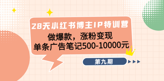 28天小红书博主IP特训营《第9期》做爆款,涨粉变现单条广告笔记500-10000(小红书博主IP特训营《第9期》打造爆款内容,实现粉丝增长与变现)-AIGC资源中心