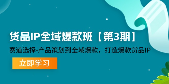 货品IP全域爆款班【第3期】赛道选择、产品策划到全域爆款,打造爆款货品IP-AIGC资源中心