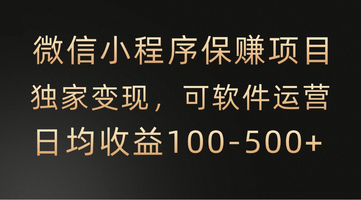 微信小程序,腾讯保赚项目,可软件自动运营,日均100-500+收益有保障-AIGC资源中心