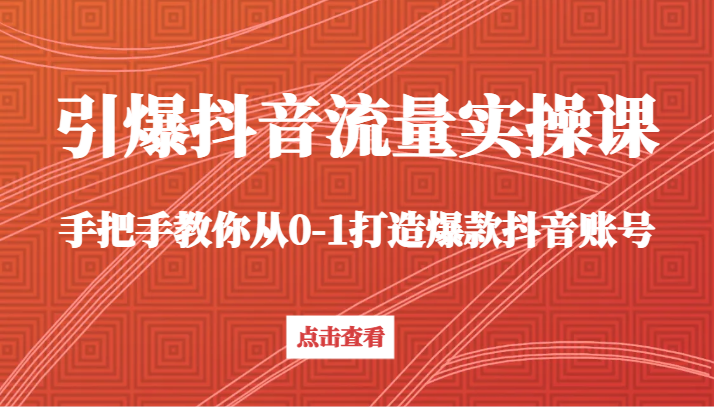 引爆抖音流量实操课,手把手教你从0-1打造爆款抖音账号（27节课）-AIGC资源中心