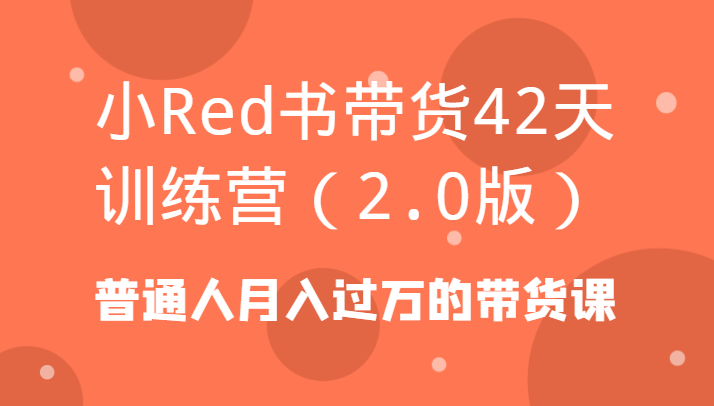 小Red书带货42天训练营（2.0版）普通人月入过万的带货课-AIGC资源中心