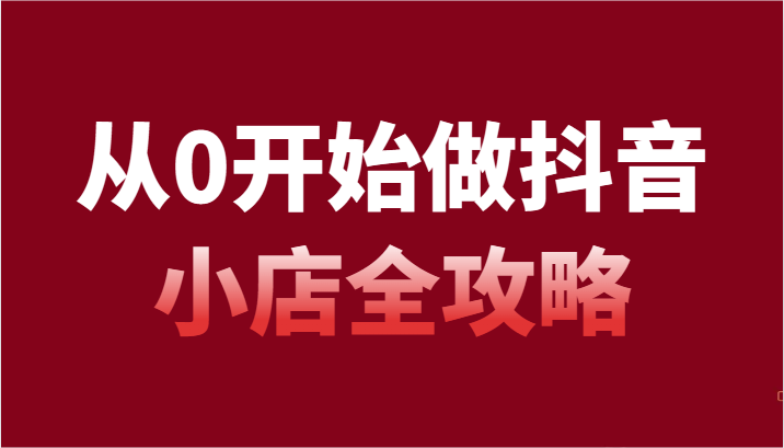 从0开始做抖音小店全攻略,抖音开店全步骤详细解说（54节课）-AIGC资源中心