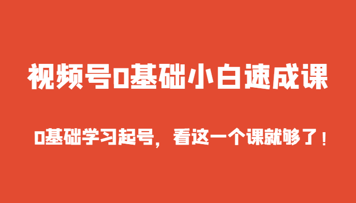 视频号0基础小白速成课,0基础学习起号,看这一个课就够了!-AIGC资源中心