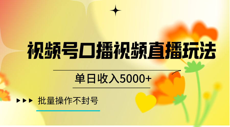 视频号口播视频直播玩法单日收入5000+,一种可以单号持续操作的玩法(探索视频号口播视频直播的新玩法单日收入5000+的持续操作策略)-AIGC资源中心