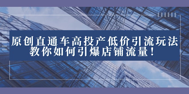 2023直通车高投产低价引流玩法,教你如何引爆店铺流量!(“掌握这些技巧,轻松提升店铺流量!”)-AIGC资源中心