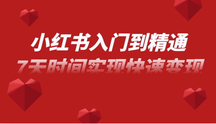 小红书入门到精通课,无货源电商实操运营,7天时间实现快速变现(“一站式掌握小红书电商运营从入门到精通的实操指南”)-AIGC资源中心
