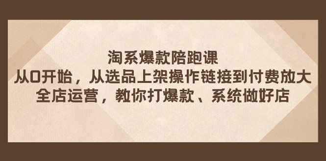淘系爆款陪跑课从选品上架操作链接到付费放大全店运营打爆款系统做好店(淘系爆款陪跑课全面掌握电商运营技巧,打造爆款商品)-AIGC资源中心