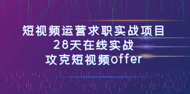 短视频运-营求职实战项目,28天在线实战,攻克短视频offer（46节课）(掌握短视频运营技能,提升求职成功率)-AIGC资源中心
